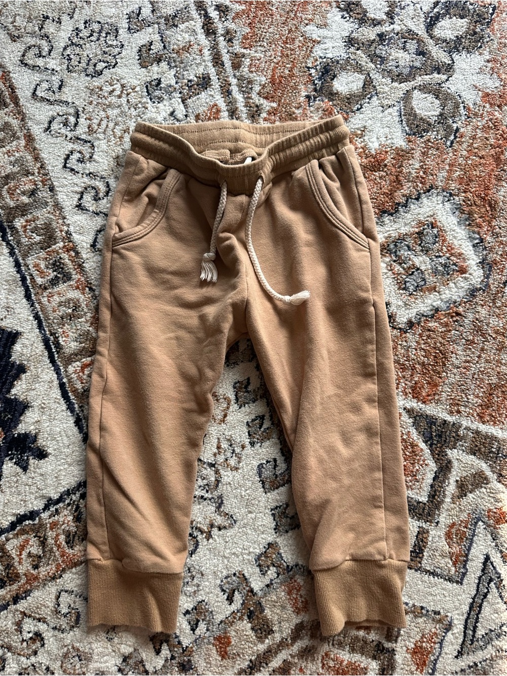 Mebie Baby Kids Cozy Drawstring Jogger Pants - Tan